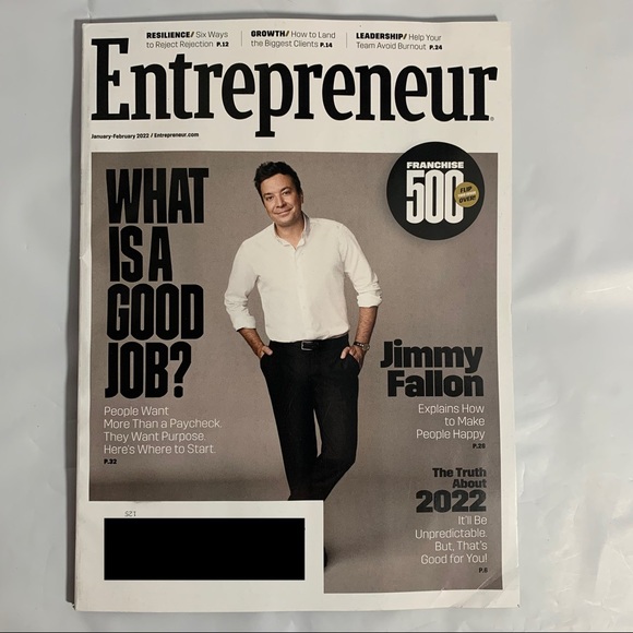 Entrepreneur Magazine January 2022 Jimmy Fallon Franchise 500 Truth About 2022 - Picture 1 of 4